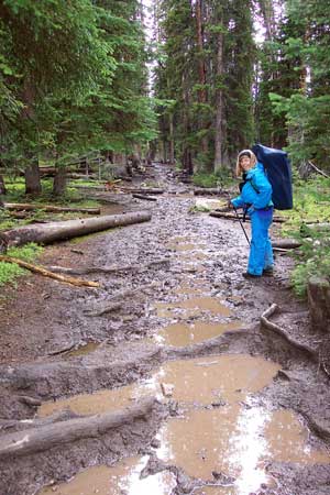 The muddy trail out