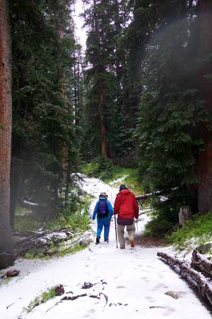 Snow on the trail at Long Lake